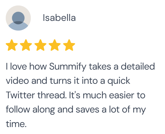 A screenshot of a user review for Summify.io. 