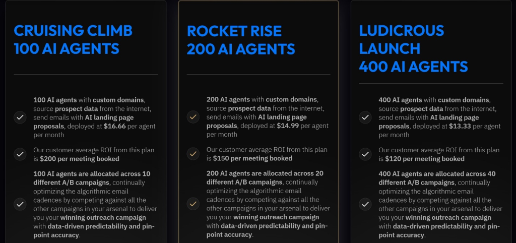 An overview of the three Kalendar.AI service plans.