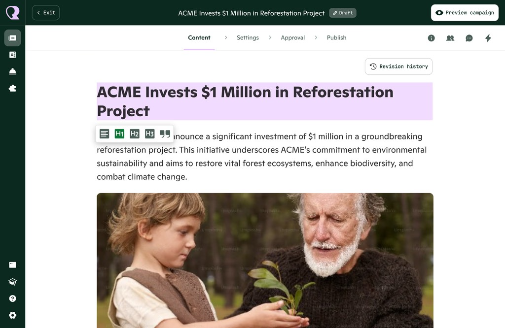 PR CMS feature