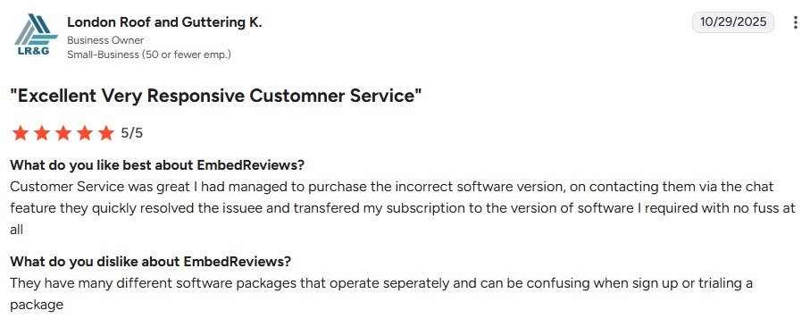 A 5/5 G2 review of EmbedSocial.