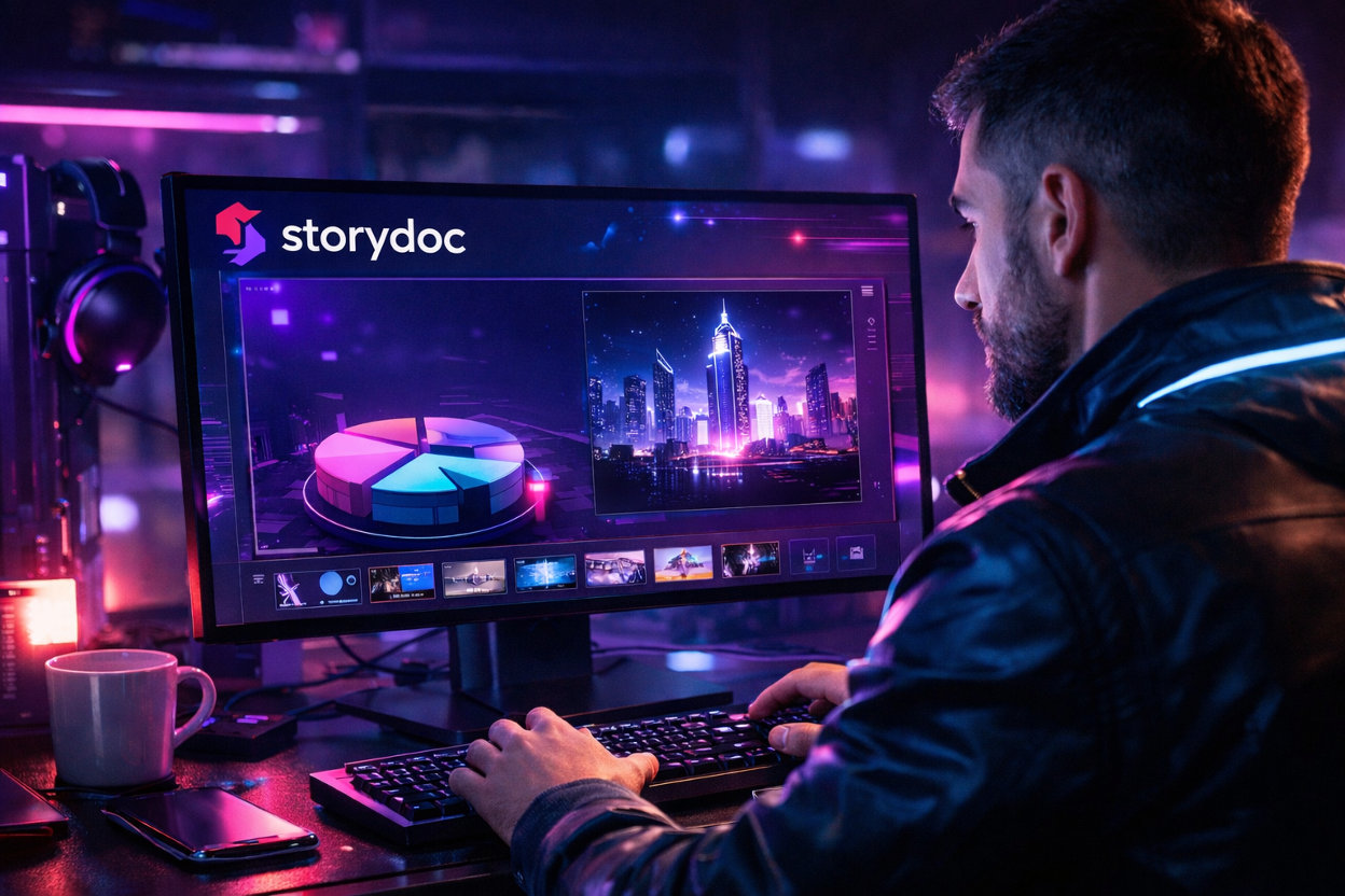 A person using Storydoc on a computer