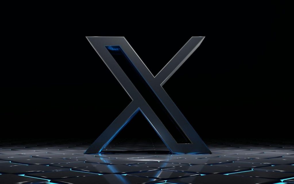 X logo on a black background