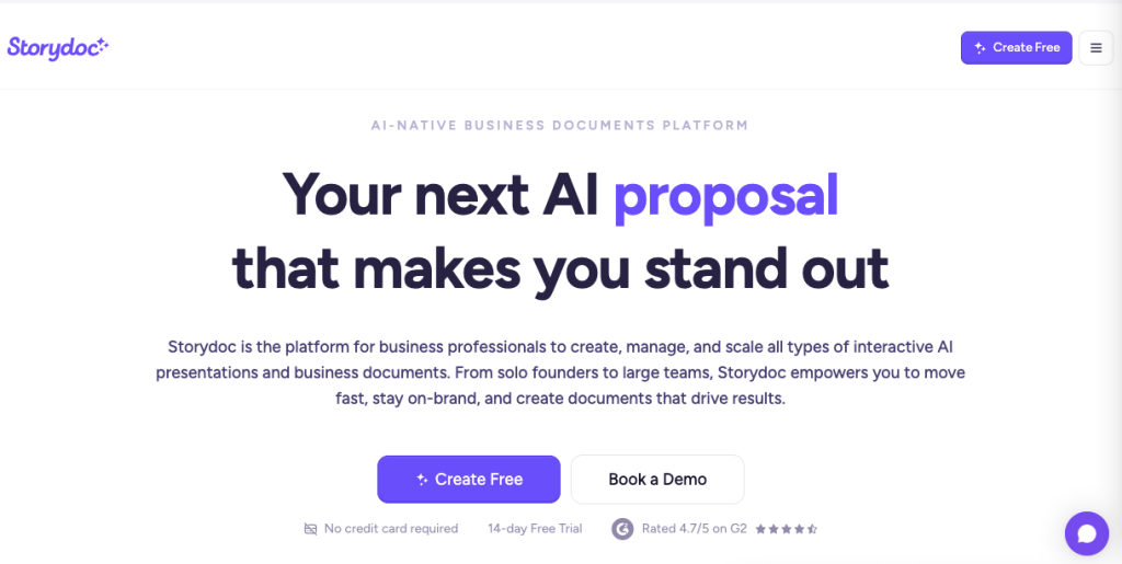 Screenshot of Storydoc’s homepage.