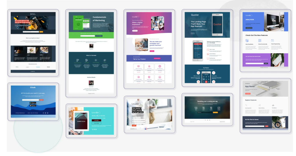 Moosend landing page builder.