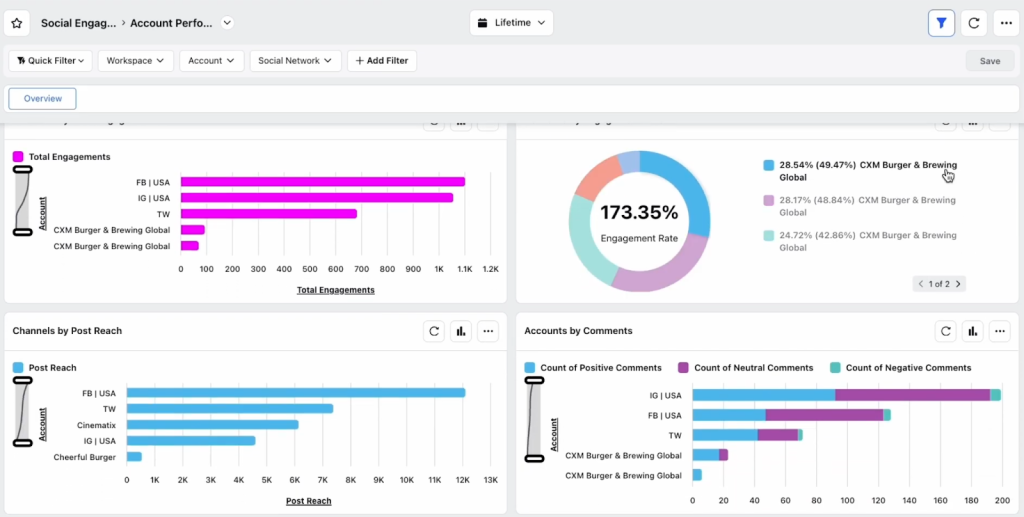 Sprinklr's Account Performance dashboard.