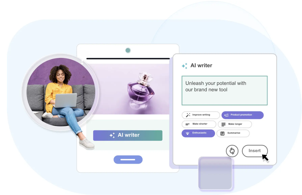 Moosend AI writer tool interface.