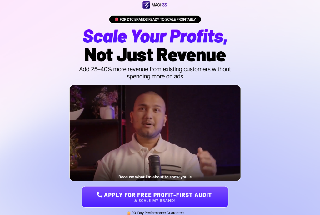 Mach33 Media landing page.