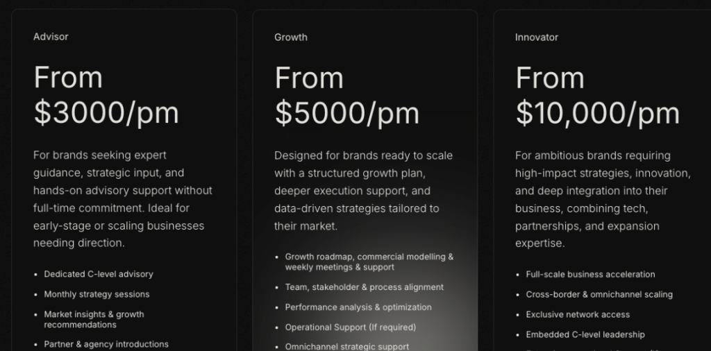 Screenshot of Pion333rs’s pricing page.
