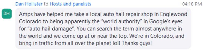 A 5-star customer review for AmpiFire.