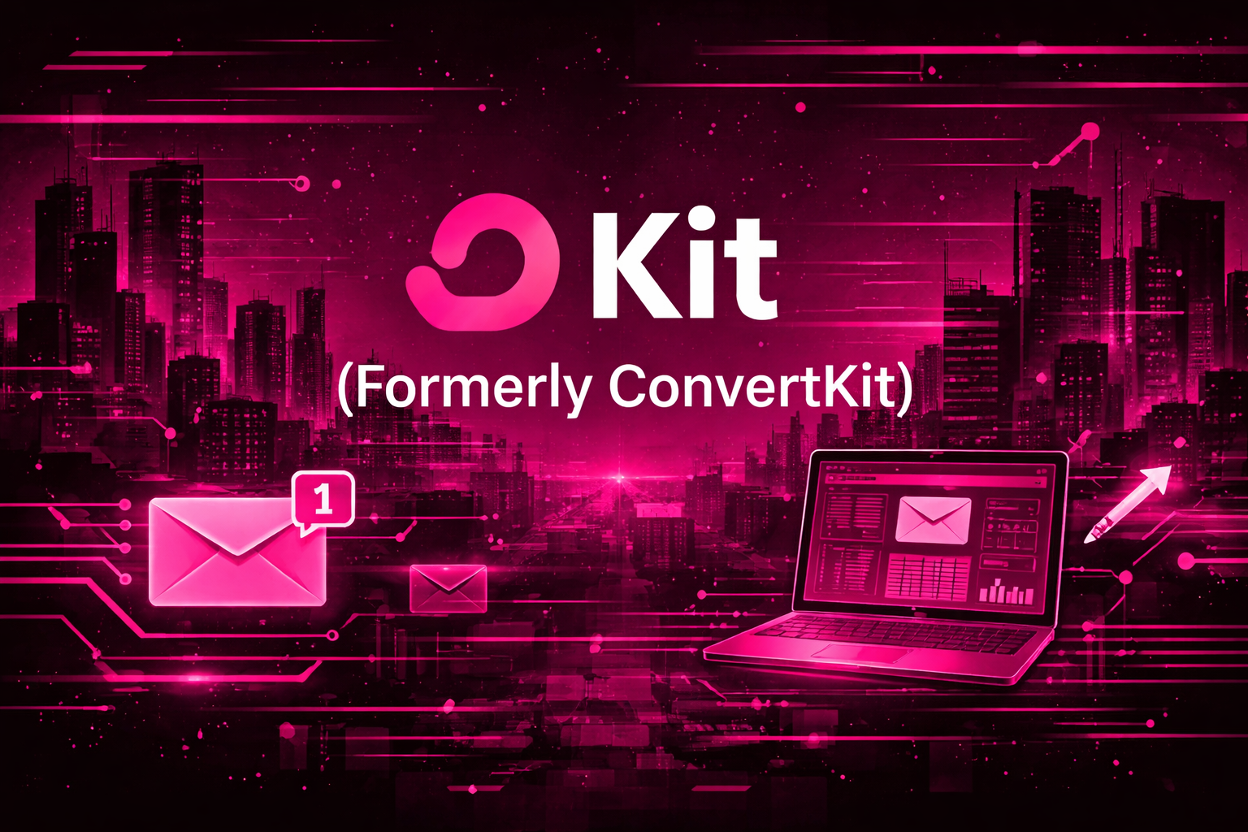 A Cyberpunk-style illustration of Kit (formerly ConvertKit)