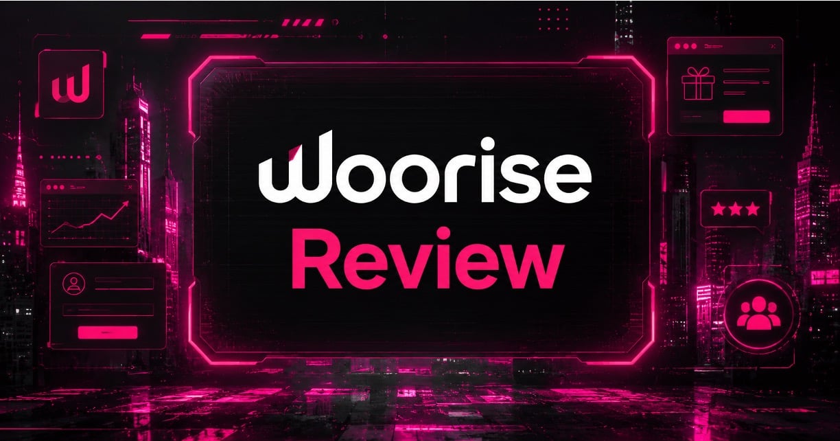 Cyberpunk illustration of a Woorise review