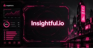 Cyberpunk workforce analytics dashboard with neon pink Insightful.io branding and metrics