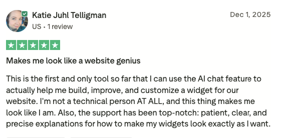 Screenshot of a customer’s review for Common Ninja.