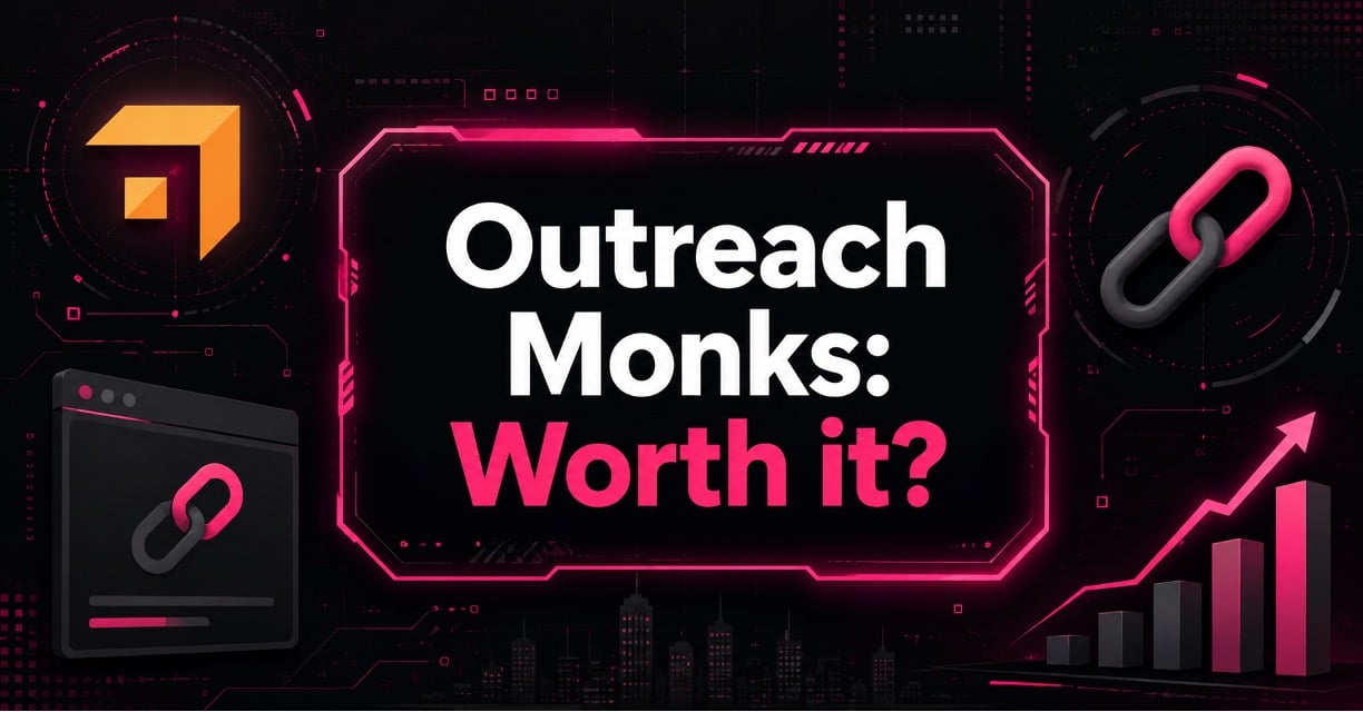 Cyberpunk illustration of Outreach Monks, a link building service