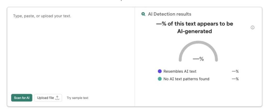 Screenshot of Grammarly’s AI-detection feature