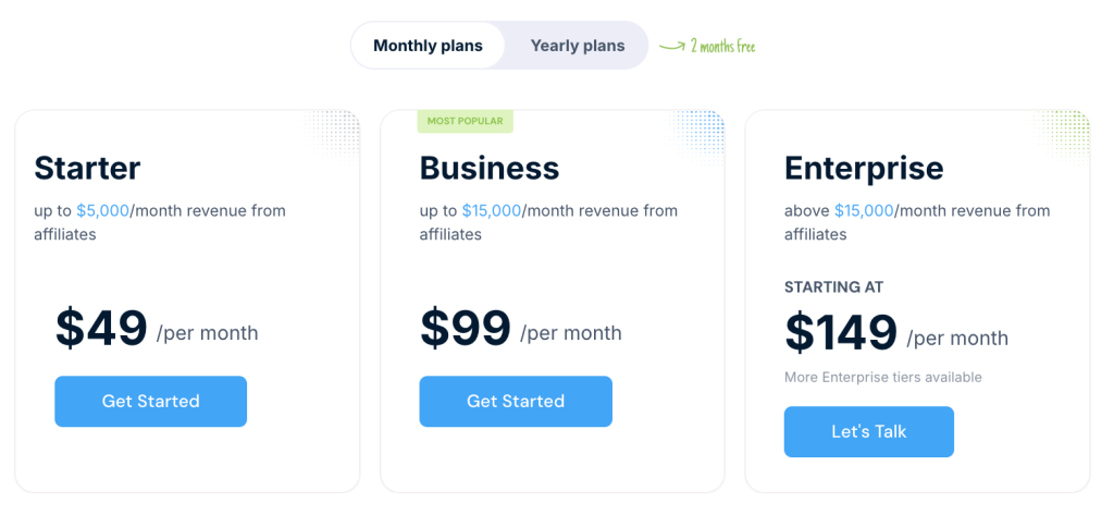 FirstPromoter’s pricing packages