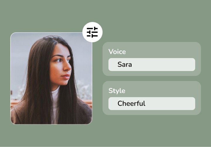 Image showing how to customize voice tone using Fliki's voiceover feature.