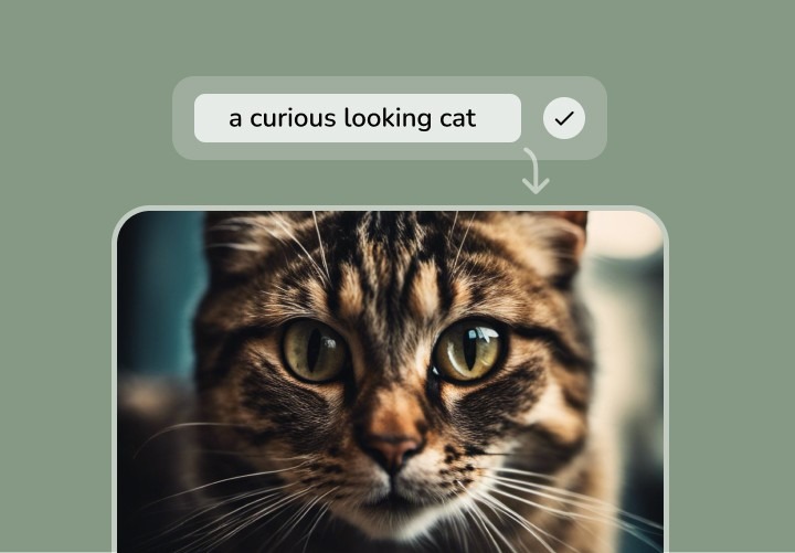 Image showing Fliki’s Idea to video capability with a video of a curious cat being customized.