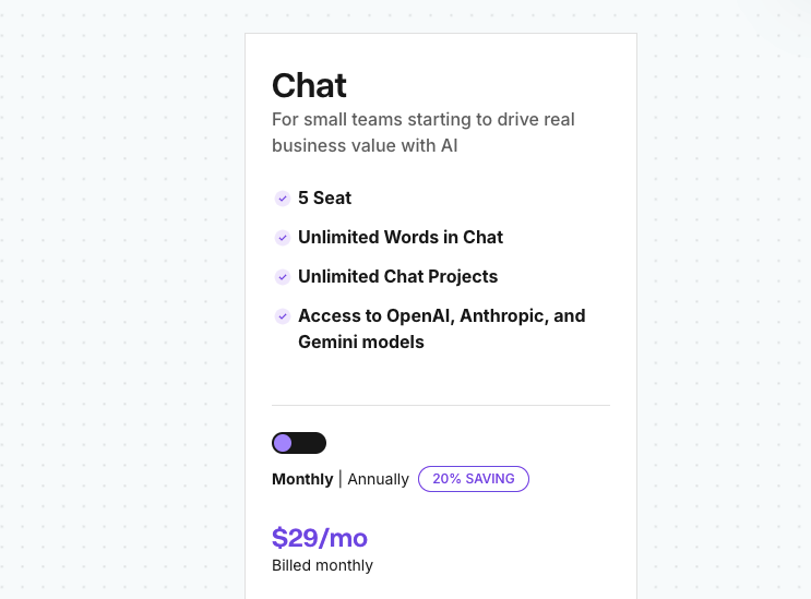 Screenshot of Copy.ai’s pricing page.