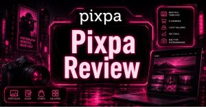 nopCommerce Review, cyberpunk graphic with nopCommerce logo and ecommerce website analytics