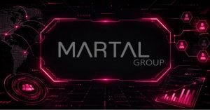 Cyberpunk Martal Group graphic with neon pink sales network interface