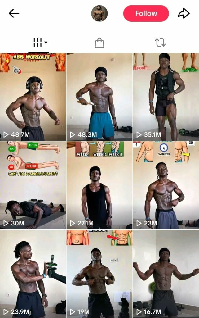 Fitness thumbnails from Fritz Fitness’ profile