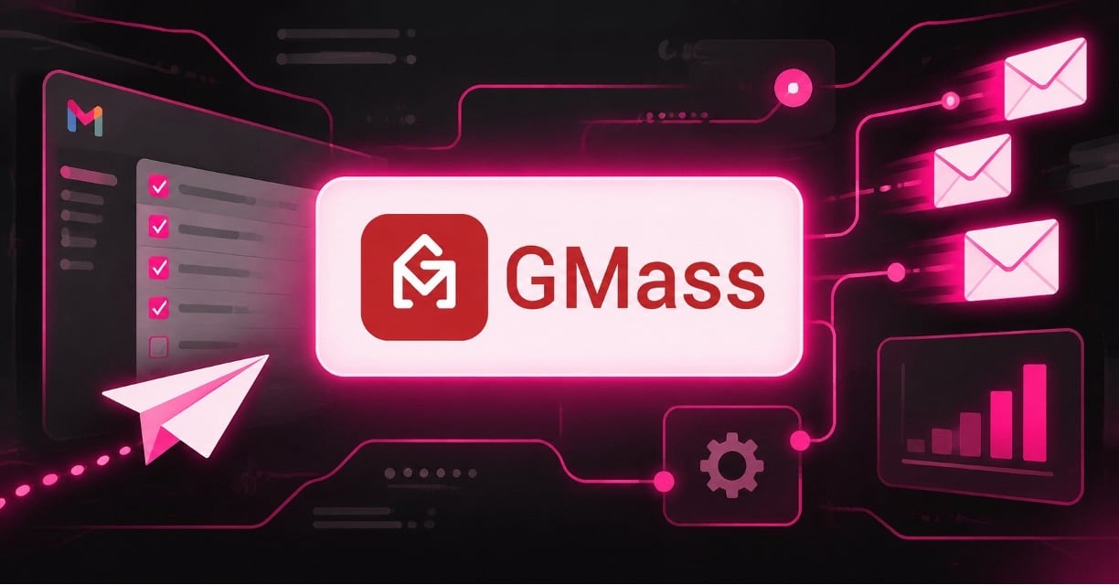 GMass email automation cyberpunk interface design graphic