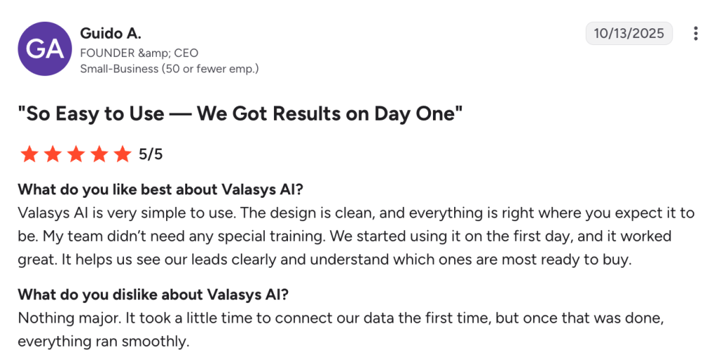 Review noting that VAIS is smooth and easy to use