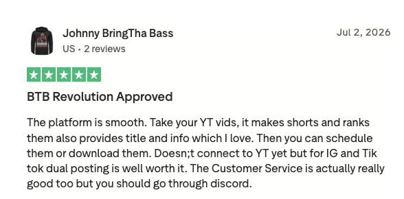 Screenshot of a user’s 5-star review for Klap.