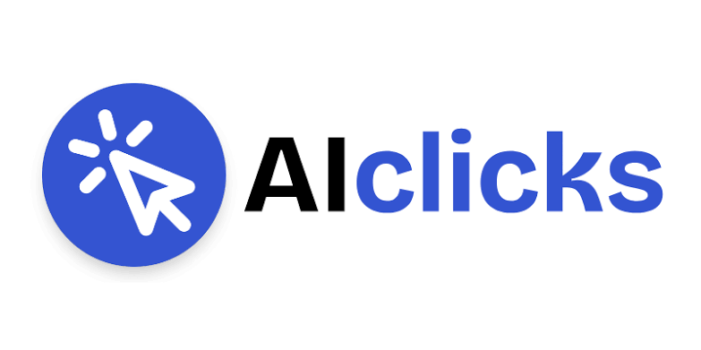 AIclicks logo with blue cursor click icon, GEO and AEO platform for AI visibility tracking.