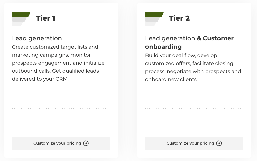 The two service tiers that Martal Group offers