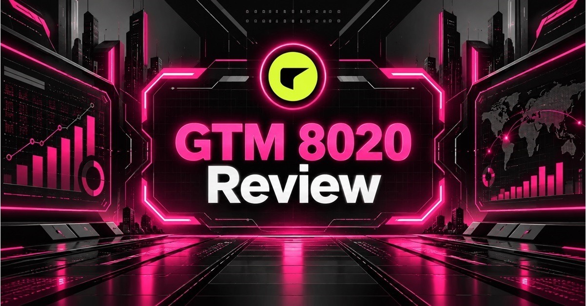 GTM 8020 review featured image with the company logo and growth chart graphics
