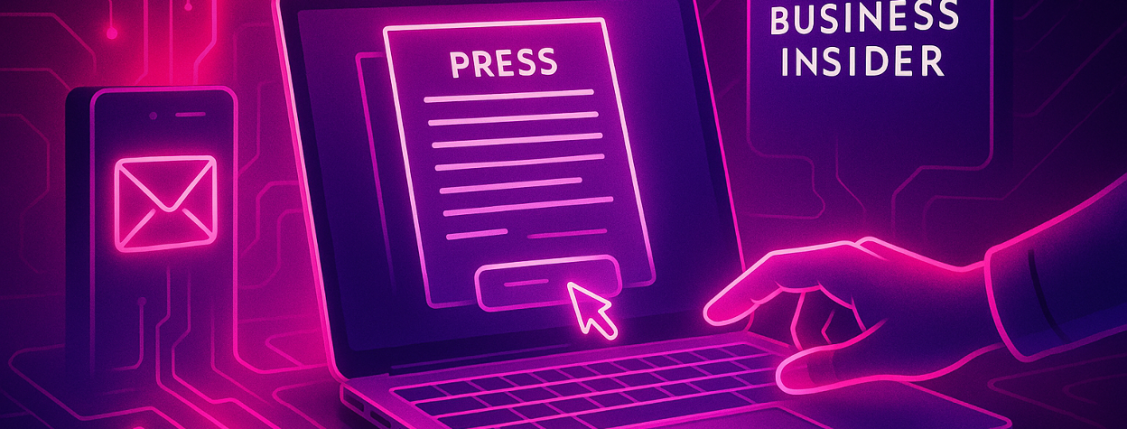 A hand sending a press release