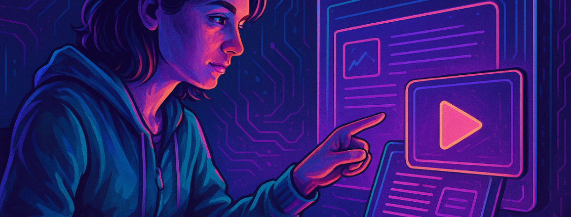 A woman converting article to video