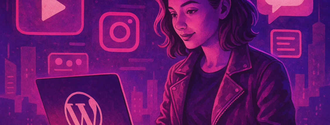 An illustration of a woman using her laptop