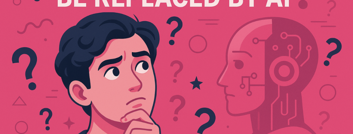 Illustration of a wondering “Will Marketing be Replaced by AI”