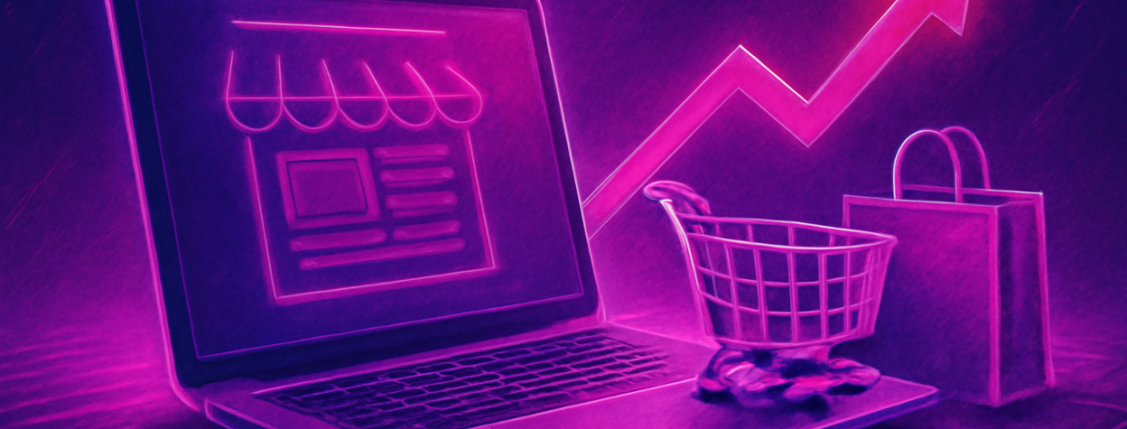 Illustration showing e-commerce sales going up