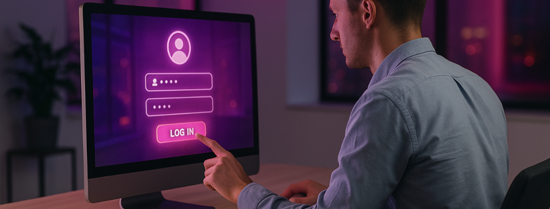 Image showing a man logging into a website