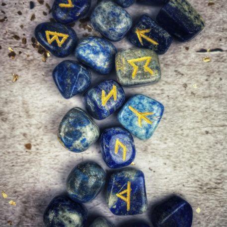 Buy Lapis Lazuli Rune Stones Engraved With Elder Futhark Characters Here