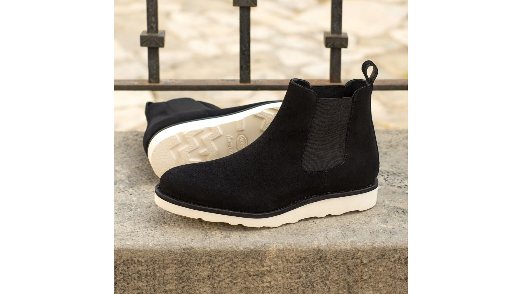 These Luxury Handmade Black Suede Men’s Chelsea Boots Have A Red Sole Color Pop
