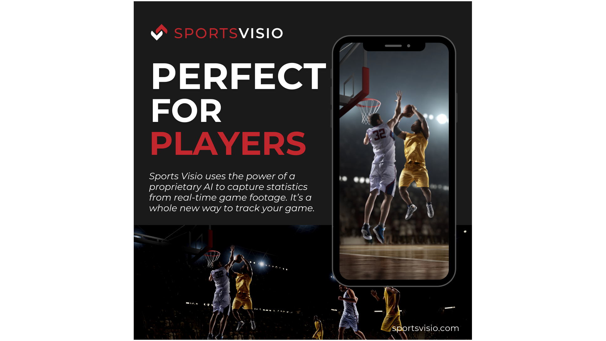 Never miss game stats and highlights with the new SportVisio AI app