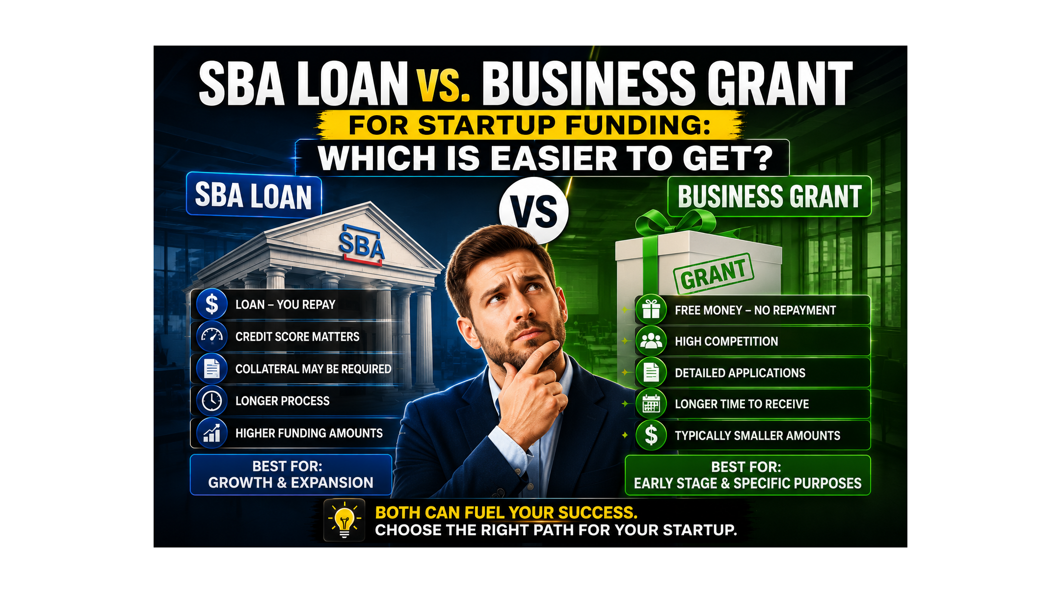 Which Funds Startups: SBA Loan Guarantees or Research-Only Grants?