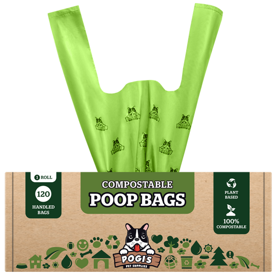 Dog Poop Waste Bag With Handles That Are Compostable And Biodegradable By Pogi's
