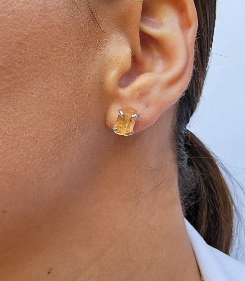 Buy Raw Golden Topaz Earrings For December Celebrants & 4th Wedding Anniversary