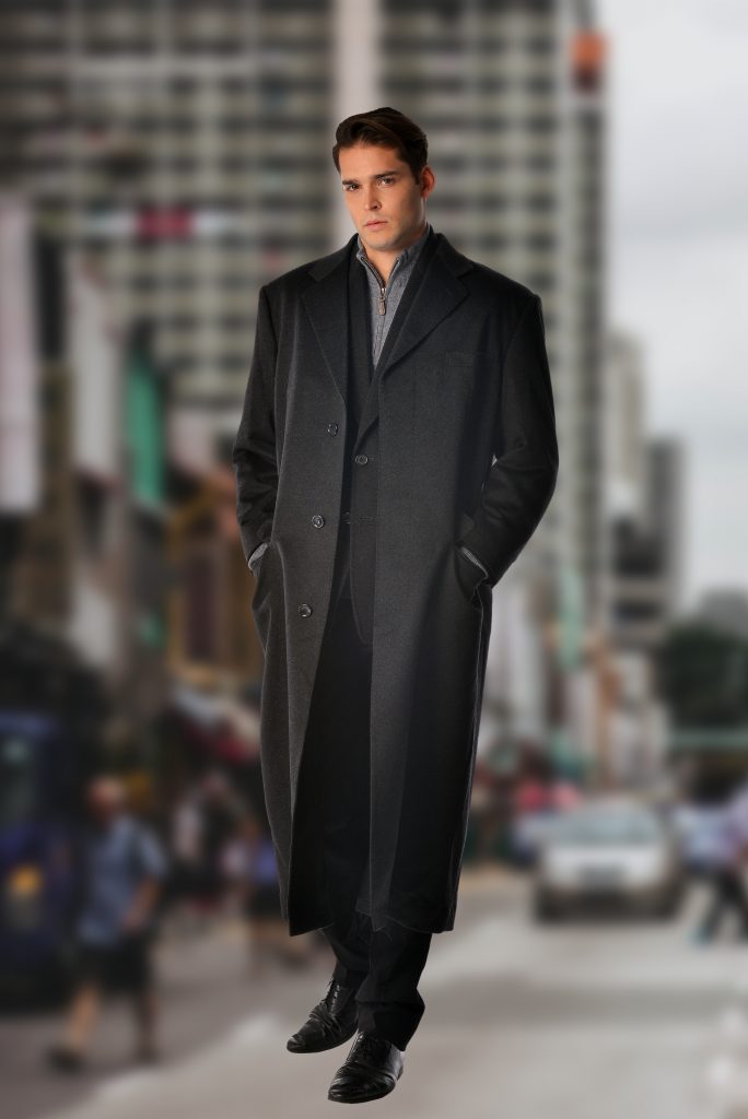100% Pure Cashmere Black Full-Length Winter Overcoat Helps Men Be Warm & Stylish