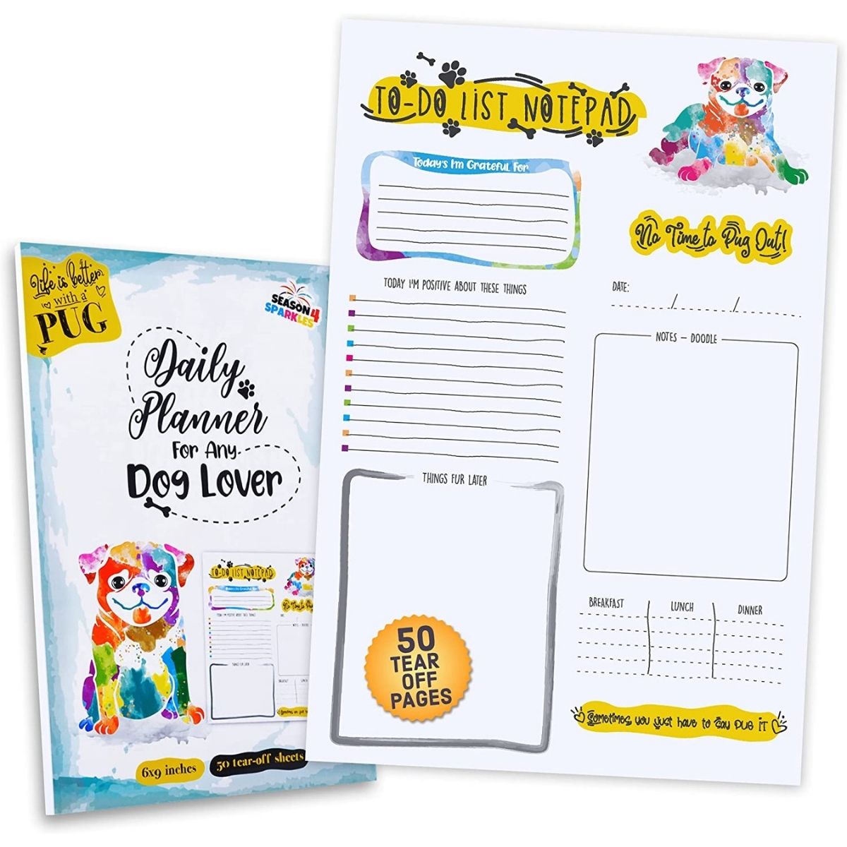 Adorable Pug Daily Planner & To-Do List: Top Birthday Gift For Dog Moms & Dads