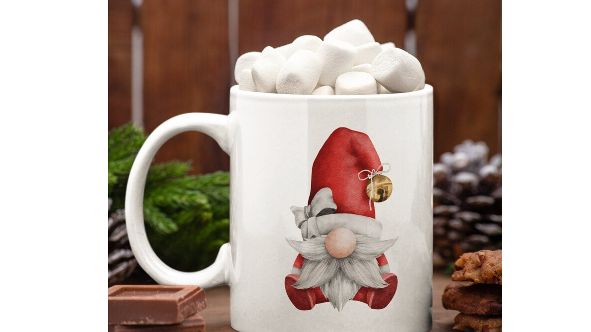 Cute Christmas Gnome Ceramic Mugs Have Charming Hand-Drawn Illustrations