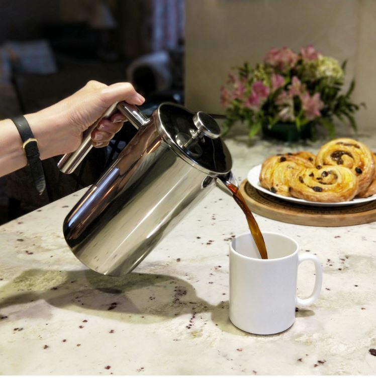 French Press Makes Ground-Free Coffee & Keeps Brew Warm With Double Insulation