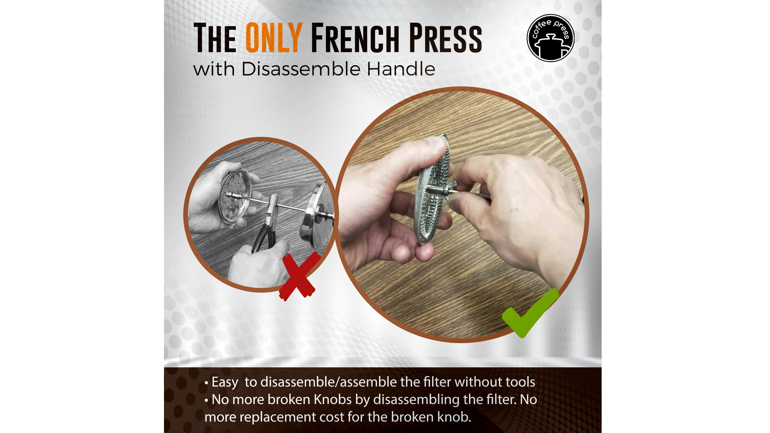 Best New French Press Has Easy To Disassemble Plunger & Premium Double Filter