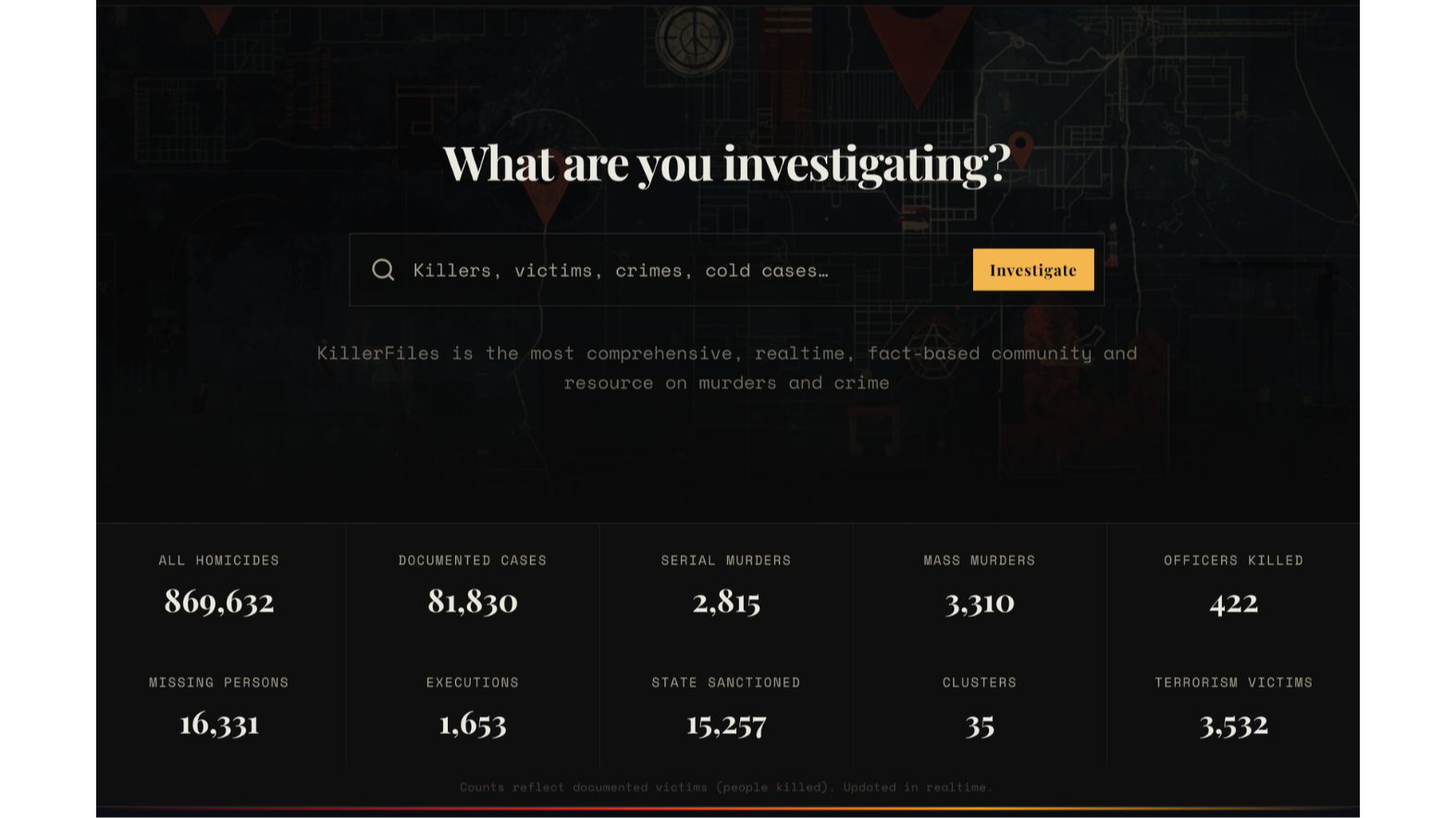 KillerFiles: Investigate Murders & True-crime Interactively
